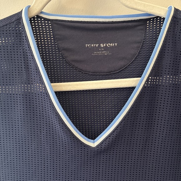Tory Burch Sport Navy Blue Fitted Mesh Top‎ Medium Luxury Sportswear - Picture 3 of 5